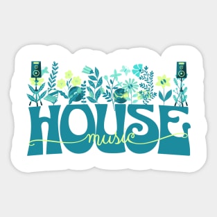 HOUSE MUSIC  - Beats In Bloom (teal/lime/blue) Sticker